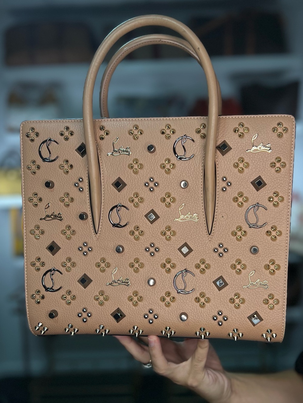 Louboutin Sky Studs Tote with D rings
